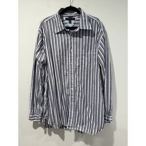 Tommy Hilfiger Shirt Mens XL Blue Striped Button Down 100% Cotton Workwear